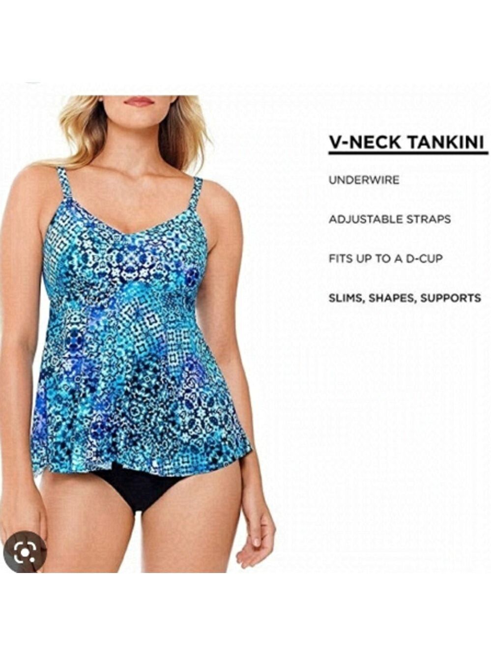 Nwt Swim Solutions Santorini Underwire Tankini Swim Top